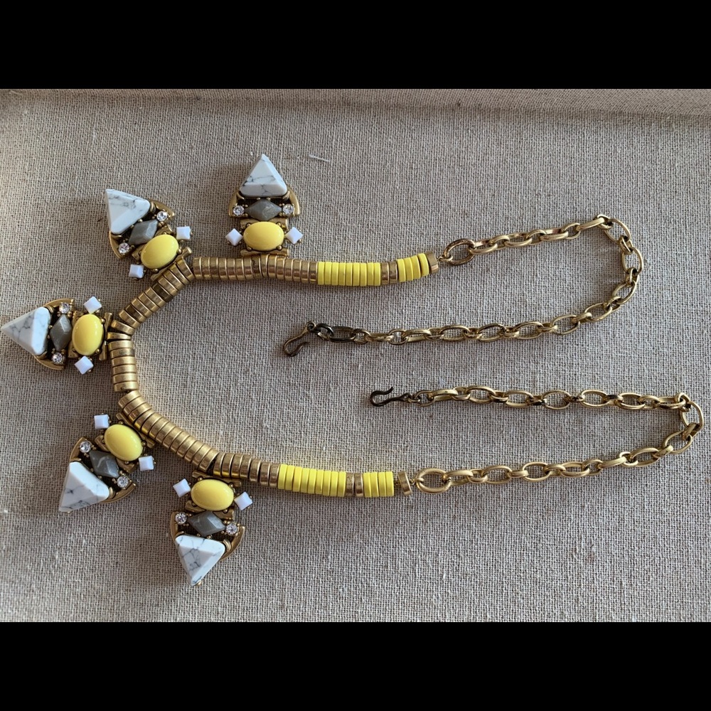 Stella & Dot yellow and white stone necklace